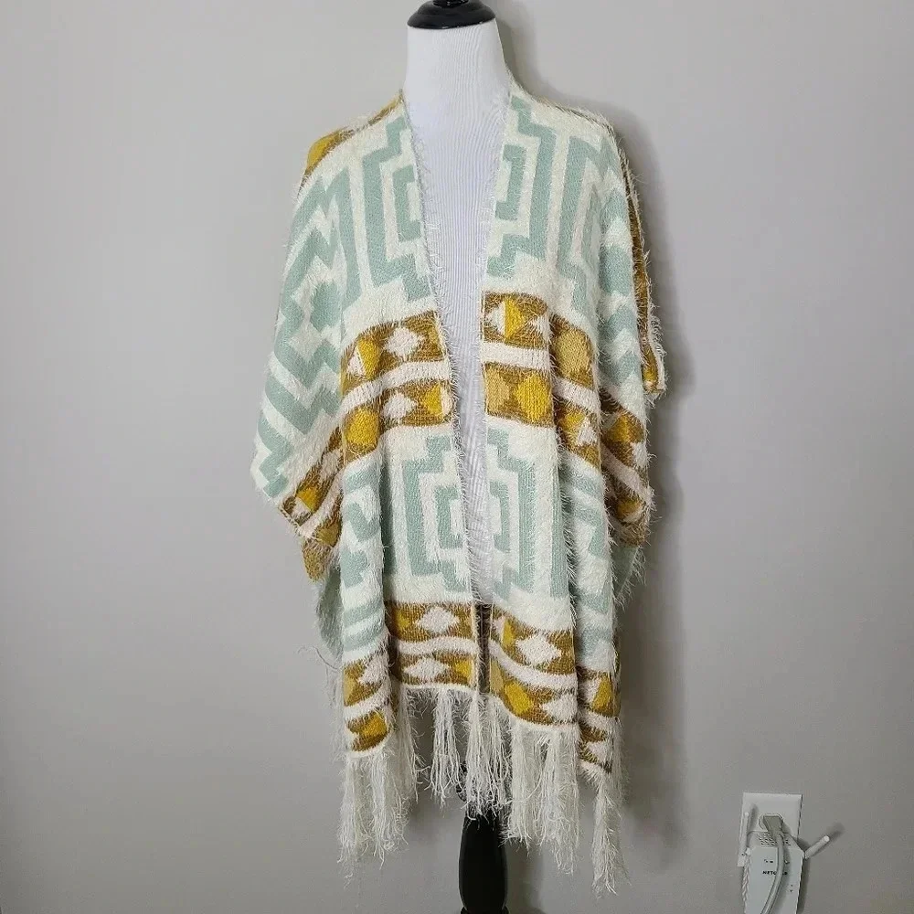 NWT Free People Diamondback Fringe Kimono Cardigan OS